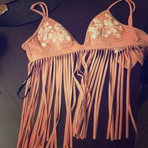 Dusty pink fridged bralette